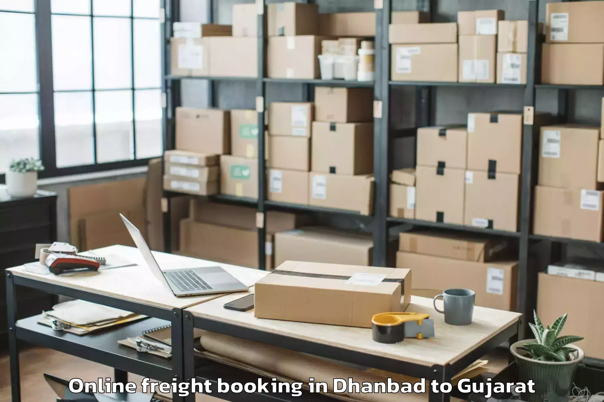 Hassle-Free Dhanbad to Adalaj Online Freight Booking